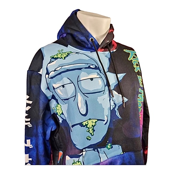 MEMBERS ONLY x Rick And Morty Print pullover hoodie size small new - Picture 6 of 8